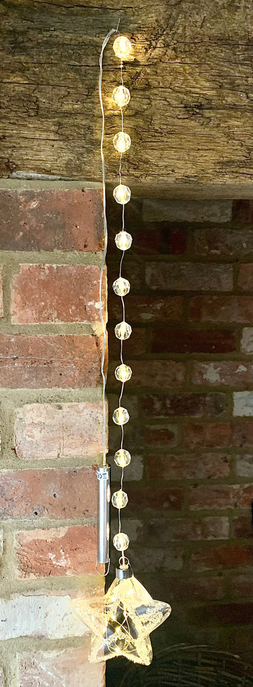 Glass Star Garland Light Up LED Hanging Christmas Decoration