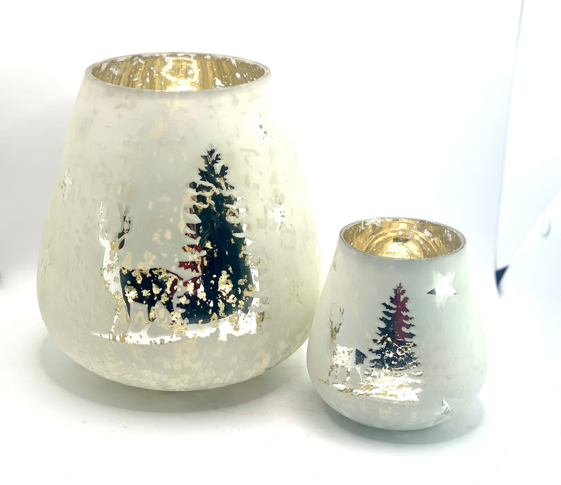Noel Collection White Forest Candle Holders - 2 Sizes