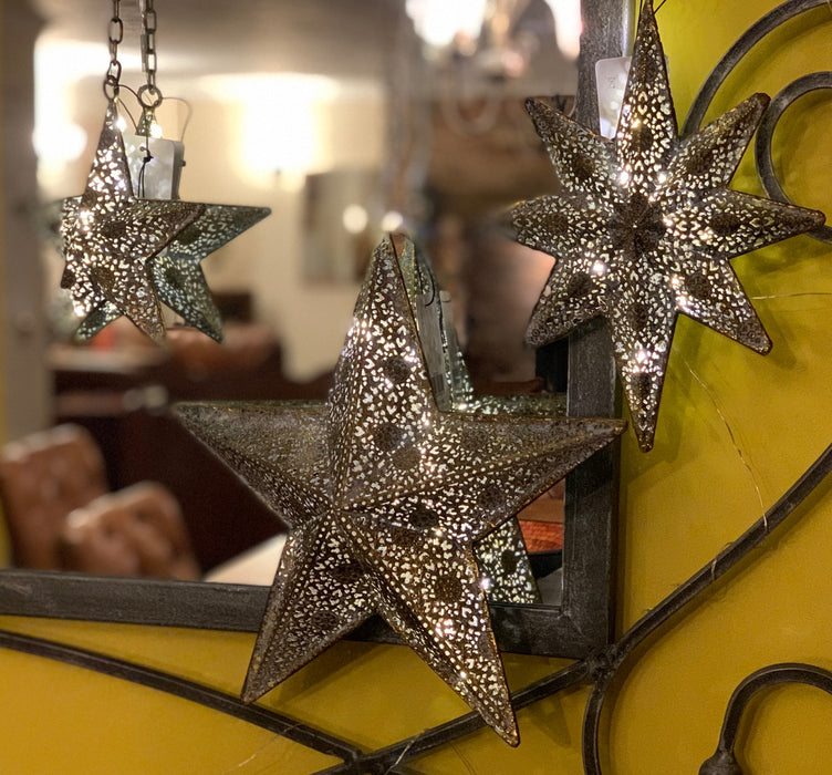 Light up Star Bauble Moroccan Style Antique Bronze 3 Sizes