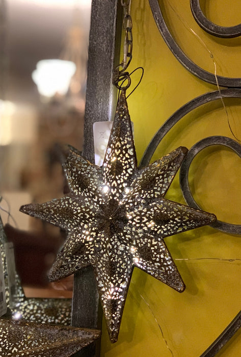 Light up Star Bauble - Moroccan Style Antique Bronze - 3 Sizes