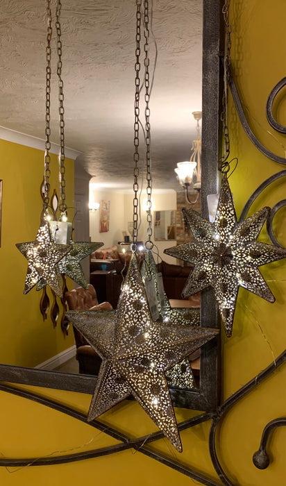 Light up Star Bauble - Moroccan Style Antique Bronze - 3 Sizes