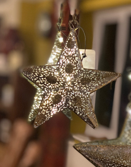 Light up Star Bauble - Moroccan Style Antique Bronze - 3 Sizes