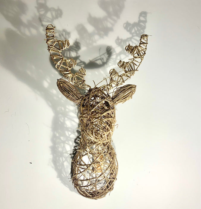 Reindeer Head, Gold Glitter Wall Mounted Christmas Decoration 65cm
