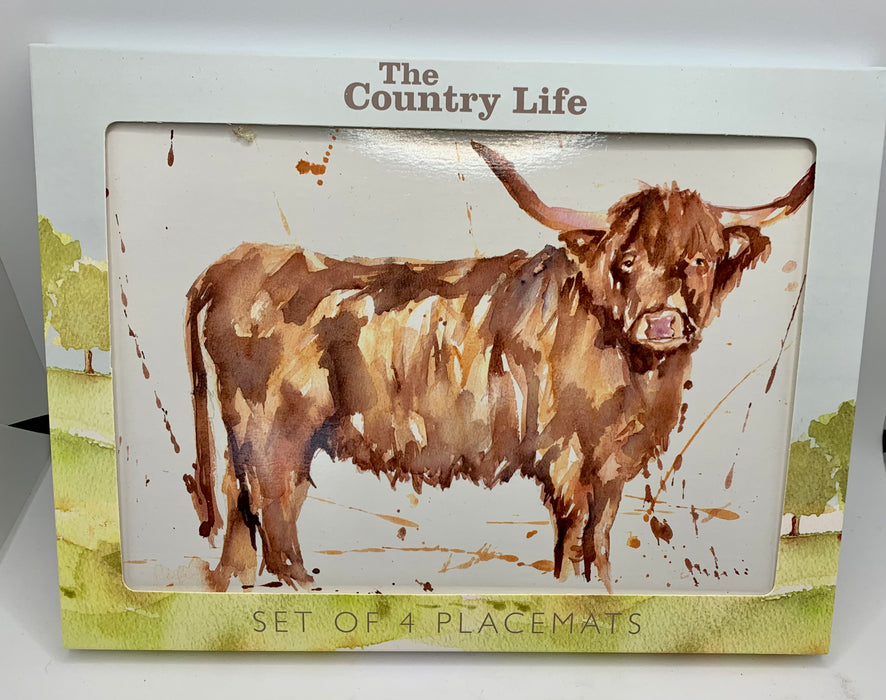 The Country Life Highland Cow Placemats - Set of 4