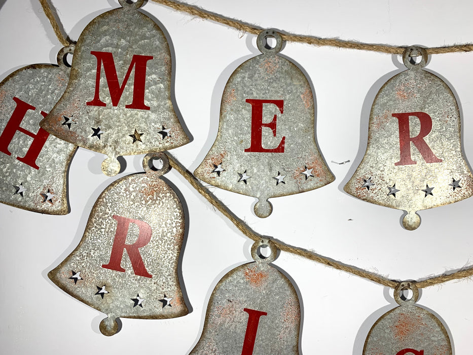 Metal Merry Christmas Bunting Cream /Red
