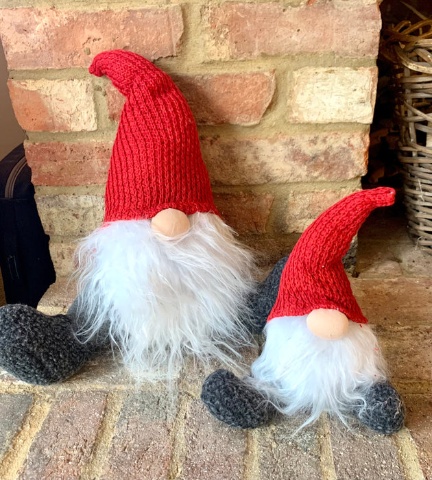 Red Sitting Santa Gonk with red knitted Hat - 2 Sizes