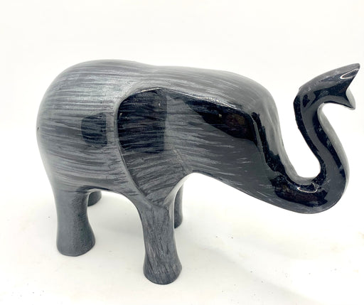 Extra Large Brushed Black Elephant Trunk Up 16cm - AluminArk Collection