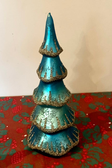 Peacock Light Up Glass Christmas Trees - 2 Colours