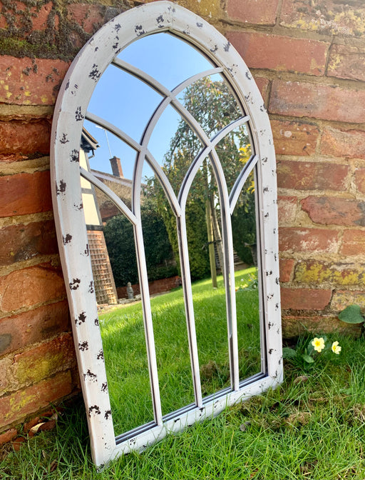 Garden Mirror - Small Vintage Arched Window Mirror - Garden Decor