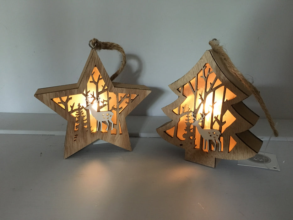 Light Up Wooden Christmas Tree Decorations