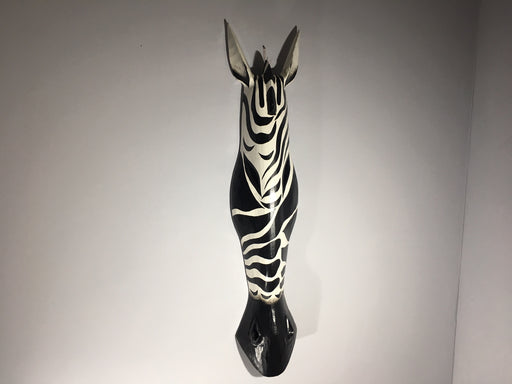 Wild Zebra Hand Carved Black and White Zebra Tribal Mask - 80cm