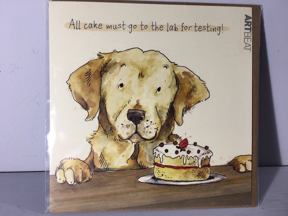 Dog Birthday Card - All Cake Must go to the Lab for Testing! - Art Beat