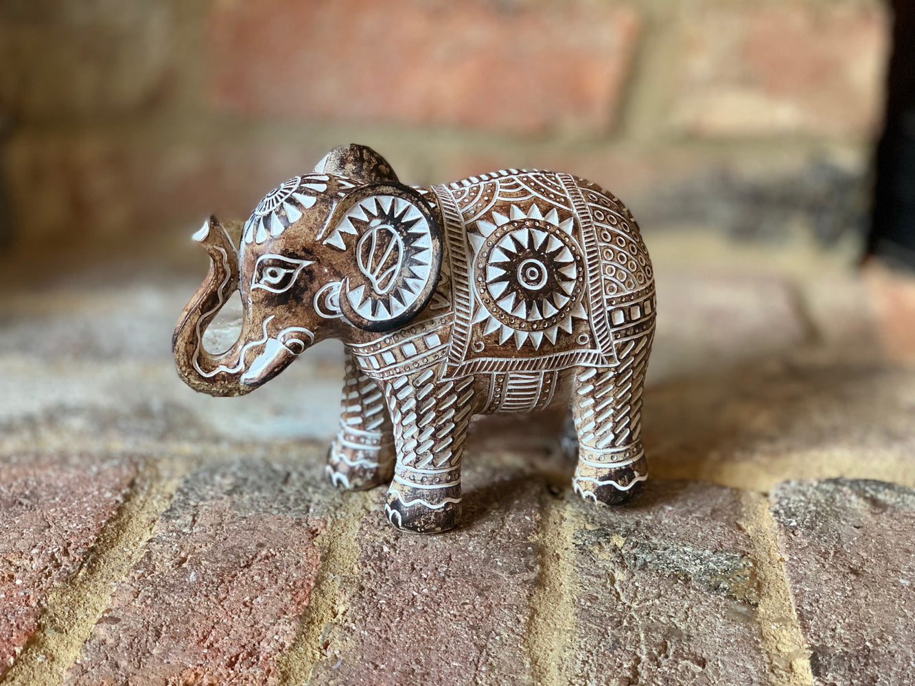 Aztec Carved Elephant - Medium