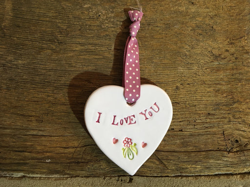 Ceramic Hanging Heart - I Love You