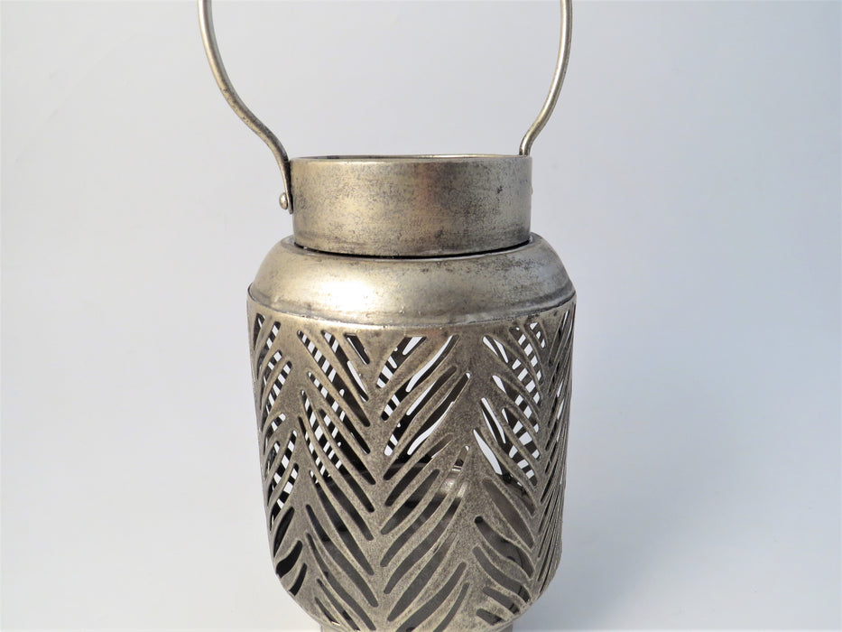 Metal Leaf Candle Lantern - 18cm