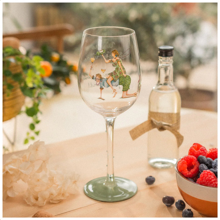 Berni Parker "Where there's Wine" Wine Glass