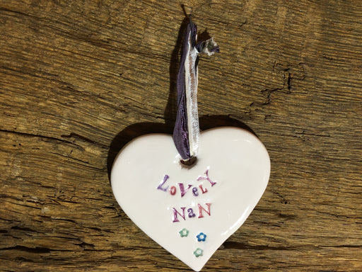 Ceramic Hanging Heart - Lovely Nan
