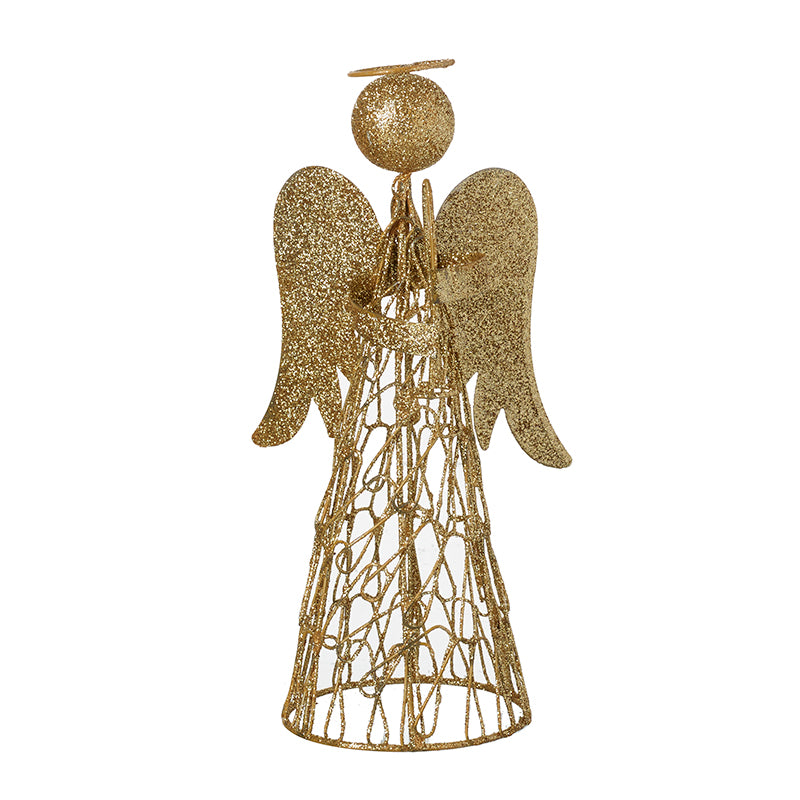 Gold Glitter Angel Tree Topper 20cm — GingerInteriors.co.uk