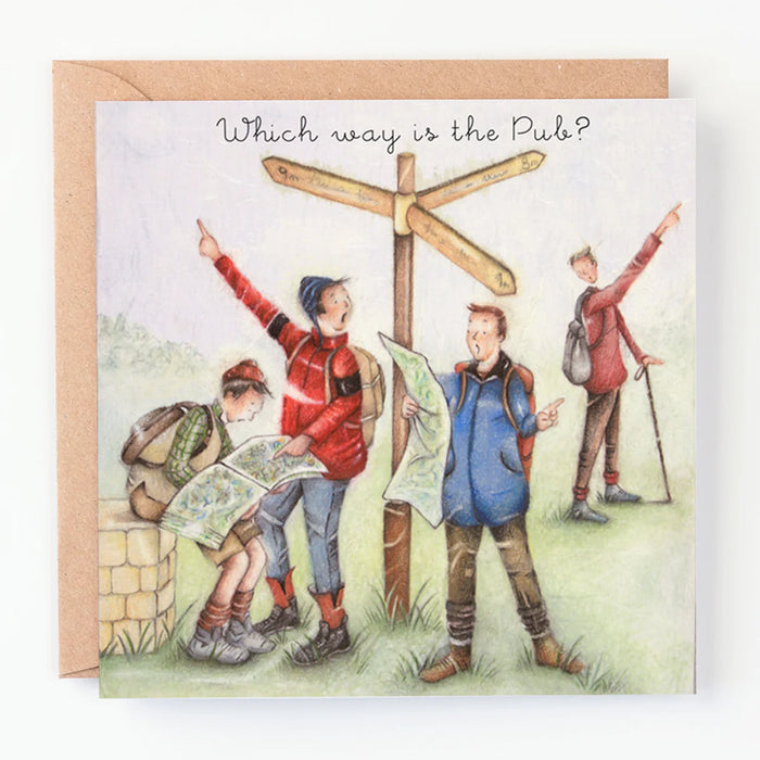Mens Walkers Card - Which way is the Pub?