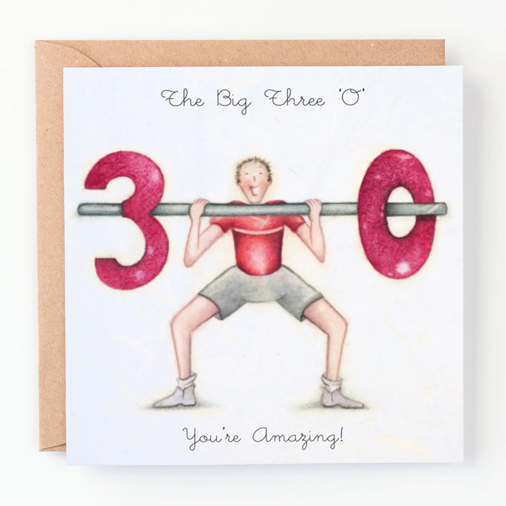 Mans 30th Birthday Card - The Big Three 0 You're Amazing!