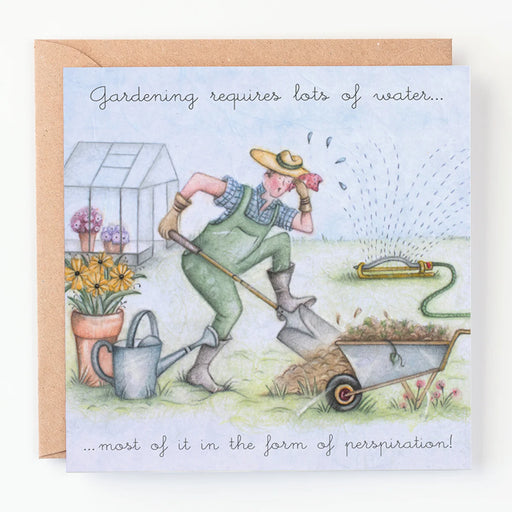 Mans Gardener Card - Gardening requires lots of water.... Berni Parker