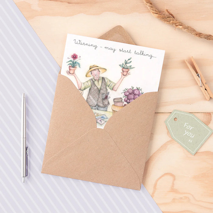Mans Gardener Card - Warning - may start talking...about gardening! Berni Parker