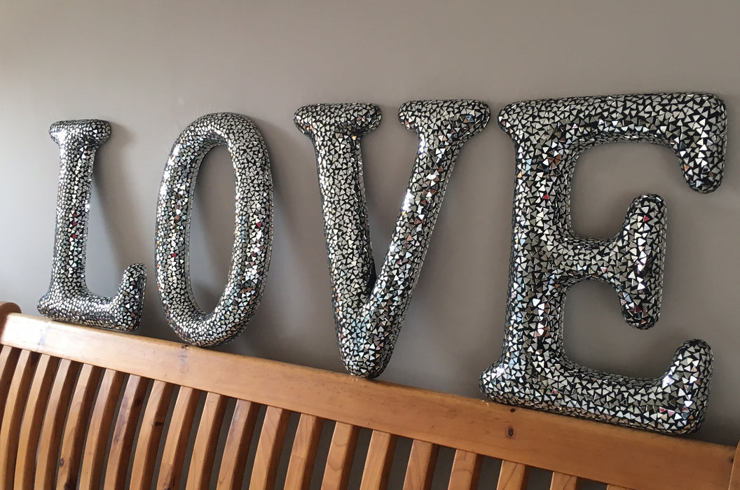 Mosaic Silver Mirrored LOVE Letters - Wilde Java