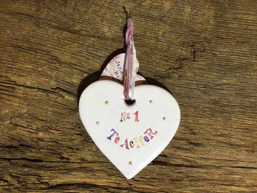 Ceramic Hanging Heart - No 1 Teacher