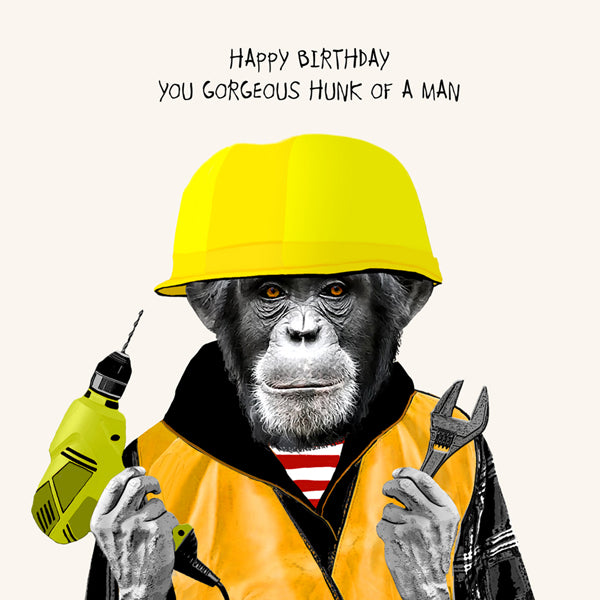 Mans Birthday Card, Happy Birthday You Gorgeous Hunk of a Man - From Sally Scaffardi Design