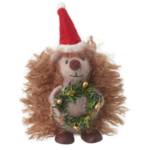 Christmas Hedgehog Woollen Standing Decoration