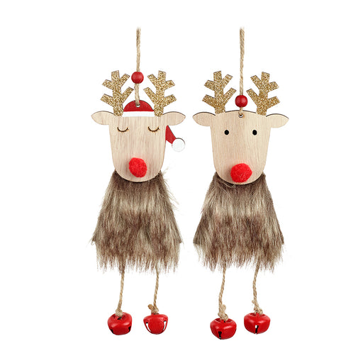 Mr & Mrs Rudolph Wooden Tree Decorations
