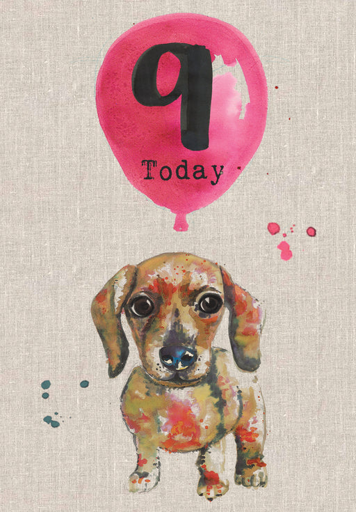 9 Today - Sausage Dog Birthday Card - Sarah Kelleher