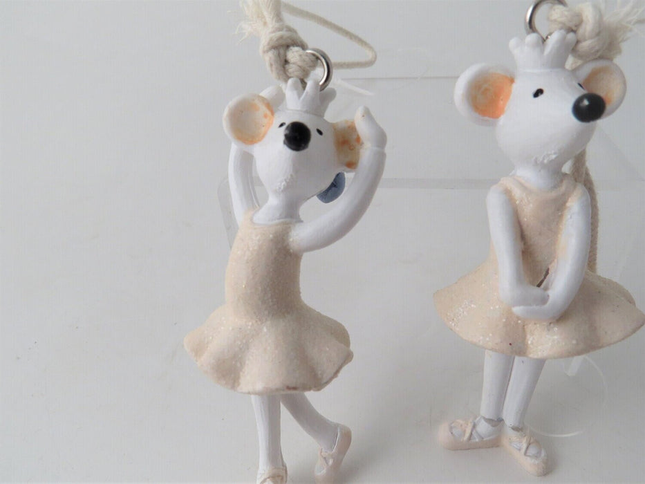 Ballerina Mice Pair - Hanging Christmas Tree Decorations