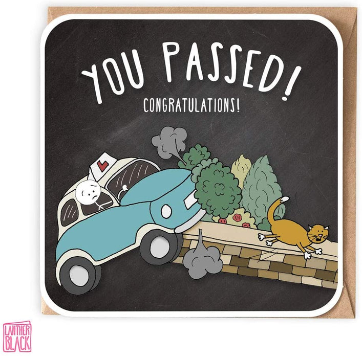 You Passed! Congratulations - Fun Driving Congratulations Card from Lanther Black