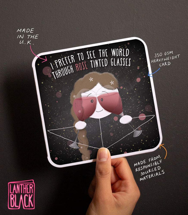 I Prefer to see the world through ROSE Tinted Glasses - Fun Ladies Card from Lanther Black