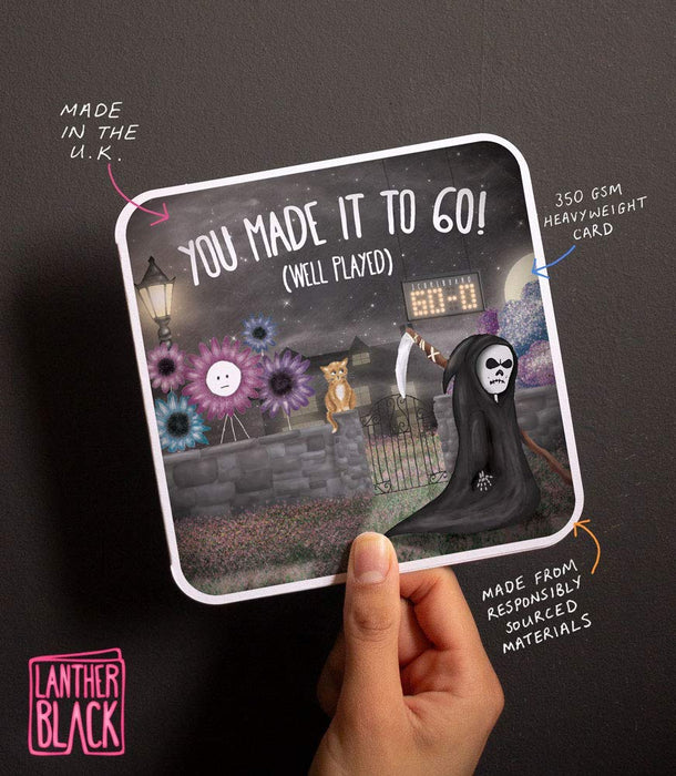 You Made It To 60! (Well Played) - Fun 60th Card from Lanther Black