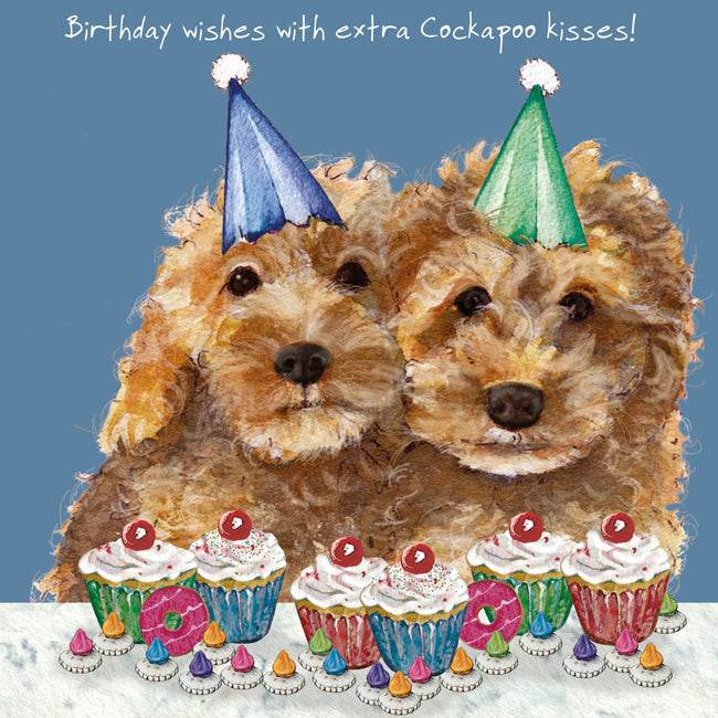 Cockapoo Card - Birthday Wishes with extra Cockapoo Kisses! - From The Little Dog Laughed