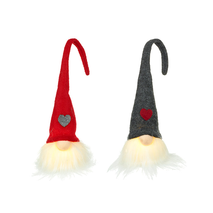 Light up Pair Red and grey Christmas Gonks 28cm