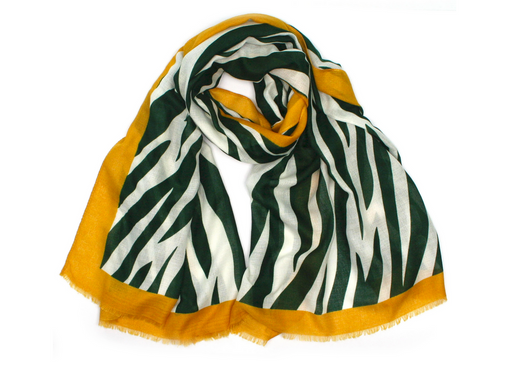 Zebra Scarf - Green Yellow Stripe Large Scarf