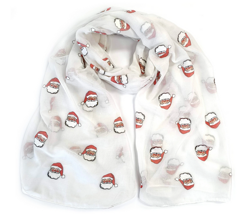 Santa Scarf White - Classic Smiling Santa Design