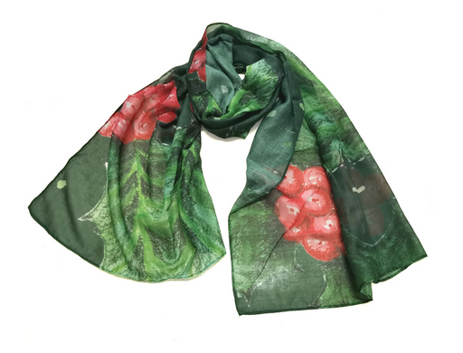 Festive Green Holly Scarf - Christmas Scarf