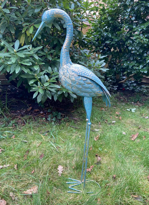 Bronze with Blue Metal Crane - Two Styles