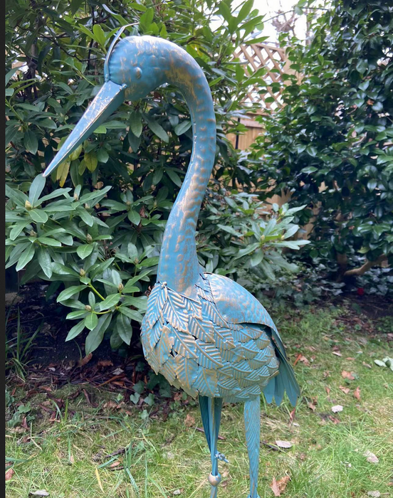 Bronze with Blue Metal Crane - Two Styles