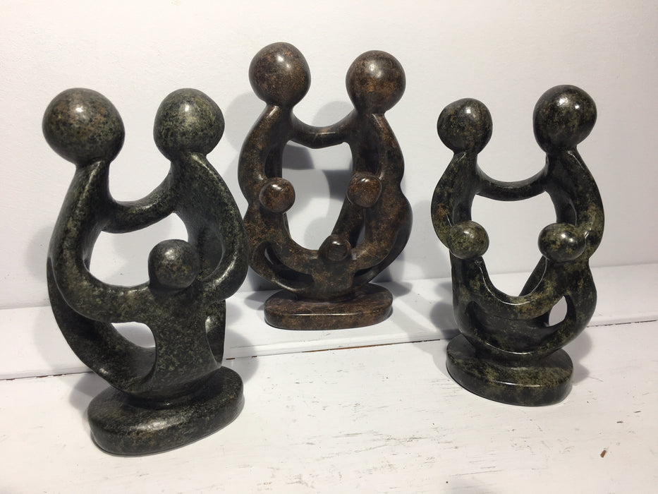 Family of Five Small - Abstract Natural Soapstone - 14cm