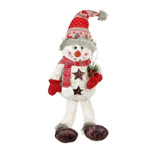 Jolly Skiing Snowman - Plush Shelf Sitter