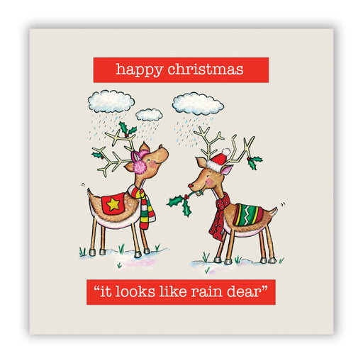 Reindeer Christmas Card - It Looks Like Rain Dear!