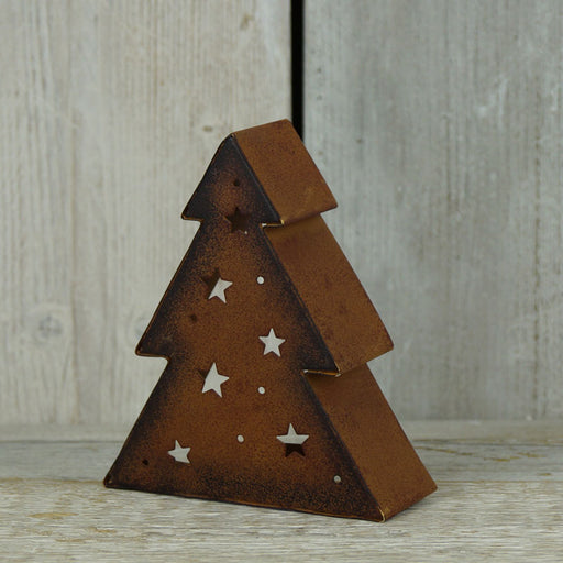 Bronze Metal Christmas Tree Tea Light Holder - 2 Sizes