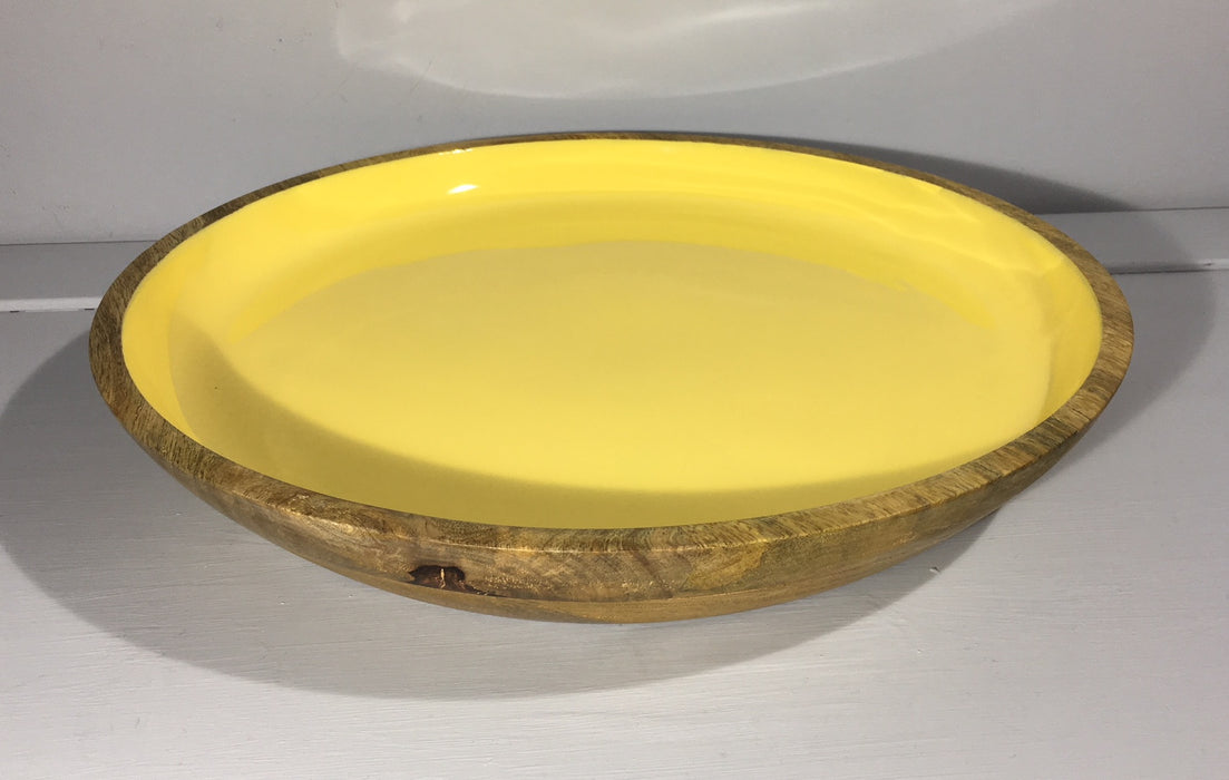 SECOND - Yellow Enamelled Wooden Serving Plate