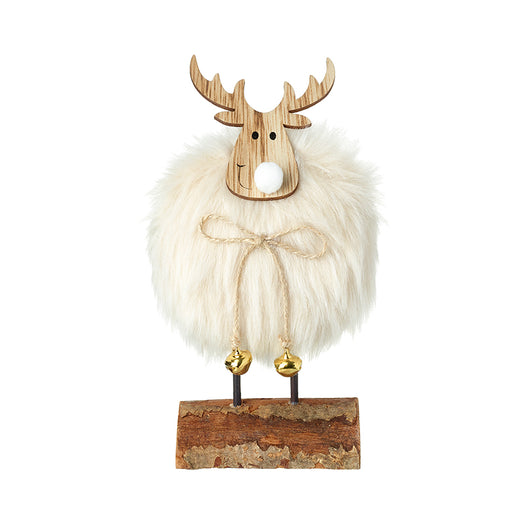 Large Fluffy Reindeer Standing Christmas Figure