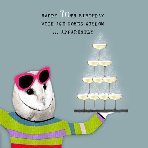 70th Birthday Card - With Age Comes Wisdom - From Sally Scaffardi Design